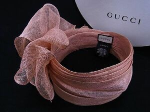 ■新品■未使用■ GUCCI グッチ サイザル100% ヘッドドレス ヘアアクセサリー 表記サイズM レディース ピンクベージュ系 AP0114