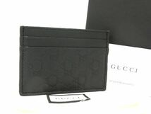 ■極美品■ GUCCI グッチ 262837 マイクログッチシマ レザー カードケース パスケース 定期入れ カード入れ ブラック系 AP3434_画像1