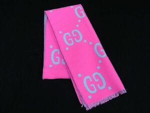 # new goods # unused # GUCCI Gucci GG Jaguar do wool × silk muffler stole lady's pink series × blue group AR2913