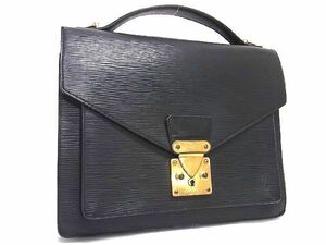 1円 ■ベタなし■ LOUIS VUITTON ルイヴィトン M52122 エピ モンソー ワンハンドル ハンドバッグ メンズ ノワール ブラック系 AQ4301