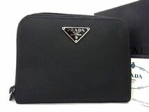 ■新品■未使用■ PRADA プラダ M606 テスートナイロン ラウンドファスナー 財布 ウォレット 札入れ ブラック系 AQ4087_画像1