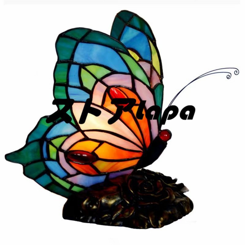 Lámpara de escritorio vintage antigua hecha a mano con mariposa q057, iluminación, Lámpara de mesa, Soporte de mesa