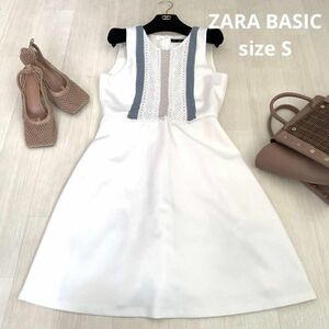 ZARA BASIC レースノースリーブワンピース　size S