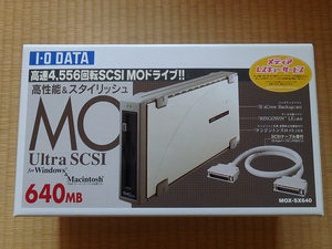 PC-9821にも対応 奇跡の新品 外付けMOドライブ I-O DATA アイ・オー・データ機器 MOX-SX640 SCSI 640MB MS-DOS PC98-NX SCSIケーブル付属