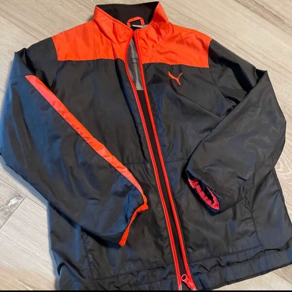 ジュニア　プーマ　薄手　ジャケット　150cm　黒、オレンジ ナイロンパーカー