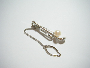 * Golf Club necktie pin tiepin pearl 7.4mm SILVER [GE16]