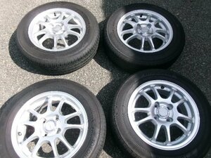 送料無料【BRIDGESTONE】ECOFORME☆5.5J×14+42　PCD100-4穴☆BluEarth　165/70R14[中古アルミ]4本//タイヤ&ホイール招きモアイ像 長野店