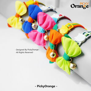 Picky Orange 祝日のお祝いの結び 猫首輪 猫用 首輪 子犬 鈴付き 調整可能 可愛い 軽量 ペット首輪 セーフティバックル付