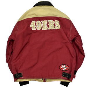 希少 90s vintage Champion チャンピオン NFL サンフランシスコ 49ERS レイヤード ジャケット ナイロン＆フリース size.XL フットボール