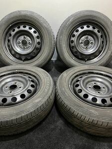 175/65R15 DUNLOP/EC202 20年製 トヨタ 純正 スチール 15インチ 5J ＋39 100 4H 夏タイヤ 4本 アクア ヴィッツ フィールダー (南5-D425)