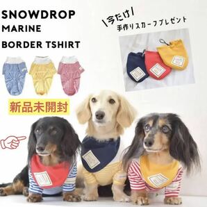 ★新品未開封★snowdrop マリンボーダーTシャツ　スカーフ付②ブルー