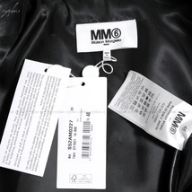 48 新品 23SS MM6 Maison Margiela ハの字 レザー ライダース ジャケット ブラック エムエムシックス メゾン マルジェラ 八の字 黒 5ZIP_画像4