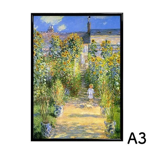 Póster A3 de Claude Monet, el jardín del artista en Vetheuil, papel revestido mate, póster artístico para interiores, paisaje relajante, flor, impresos, póster, otros