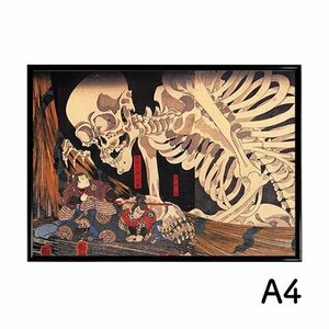 Art hand Auction ملصق مقاس A4 لقصر كونيوشي أوتاغاوا سوما الإمبراطوري القديم يوكاي يحارب الظلال والقلقاس الأسود ميتسوكوني المطلي غير اللامع، ملصق فني ورقي Ukiyo-e Yokai Skull, المطبوعات, ملصق, آحرون
