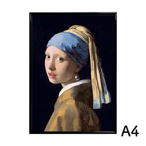 Affiche A4 Johannes Vermeer Fille avec une boucle d’oreille en perle Fille avec un turban bleu Papier couché mat Affiche d’art intérieur Personnes, imprimé, affiche, autres