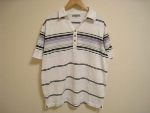 anti-label アンチレーベル ポロシャツ 半袖 ボーダー 白×黒×紫 ホワイト×ブラック×パープル サイズ3L