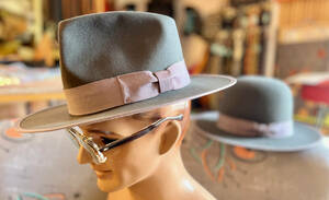 ビーバー素材中折帽ソフトハット紳士ソフト帽ツバ広フロントピンチSTETSONジョニーデップ40s50sビンテージグレー新品最高級品