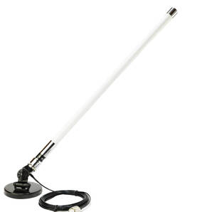 144/430MHz帯 55㎝ アンテナ(白)+2軸可動式マグネットアンテナ基台+RG316(1.5D-2V相当)同軸ケーブル5m MJL-MP接栓【Yahooフリマ対応】