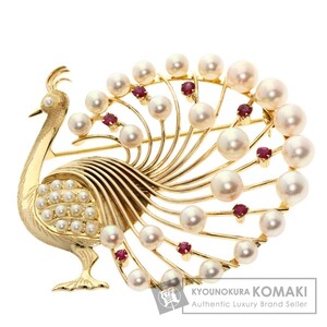  jewelry pearl pearl ruby .. obidome 2WAY brooch K14 yellow gold used 