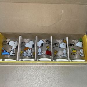  prompt decision! unused #PEANUTS SNOOPY Snoopy & Woodstock gala spade 5 customer set # glass tumbler 