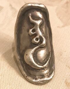 ② 梵字 ボンジ 仏教 神聖 インド タトゥー TATTOO 刺青 銀製 silver シルバー リング 指輪 一点物 特注 ？ ワイルド