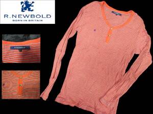 ★☆R.NEWBOLD　ポールスミス　ボーダーストレッチロングTシャツ　オレンジ　サイズL☆★