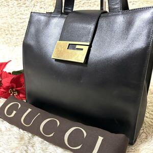 GUCCI グッチオールドグッチ ハンドバッグ トート 手提げ ゴールド金具 G金具 ロゴ カーフ レザー ブラック 黒 　002.0347.200110