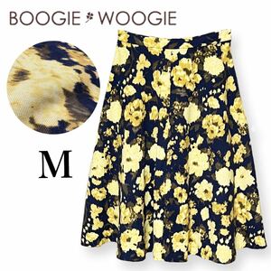 BOOGIE WOOGIEブギウギ ＊ ボタニカル フラワー フレアスカート 花柄 膝丈 M