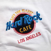 【USA製】L / HARD ROCK CAFE ハードロックカフェ LOS ANGELES ロサンゼルス スウェット 白 ホワイト トレーナー 刺繍ロゴ クルーネック_画像6
