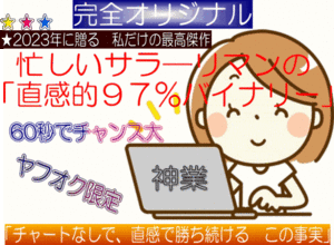 最新★直感で勝率96％超！私だけのバイナリーオプション攻略法2024◆正真正銘100%完全オリジナル●簡単でツール不要の大発見！残り6個