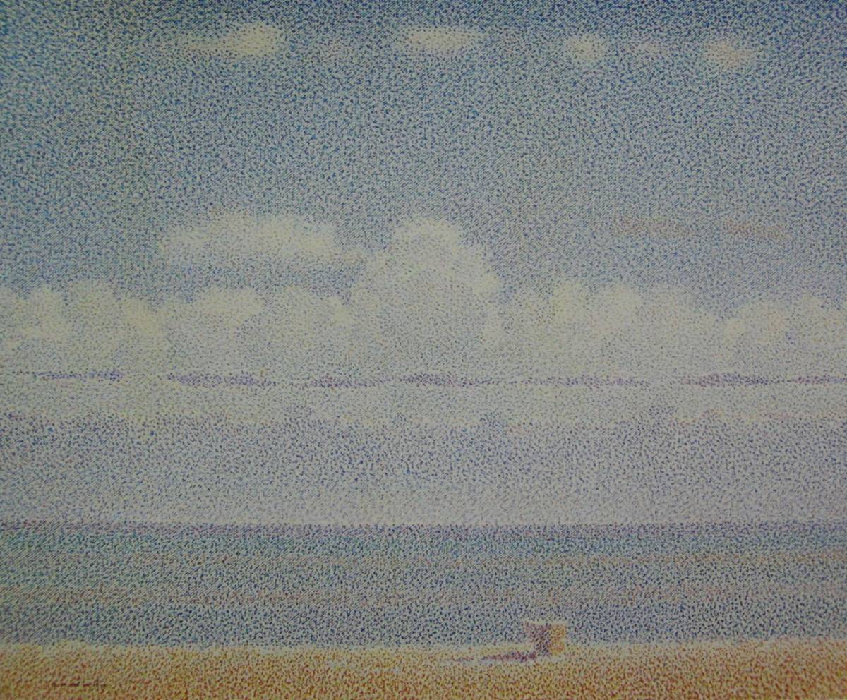 Yoshihiko Yamada, sea and clouds, Rare art books/framed paintings, Brand new high quality frame with frame, Good condition, free shipping, painting, oil painting, Nature, Landscape painting