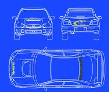 WRC2003　インプレッサ　六連星サイド、SWRTボンネット、六連星トランク　切り文字ステッカー_画像2