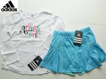 新品 adidas アディダス★上下セット　水色　長袖Tシャツ　インナー付きスカート　5　110_画像1