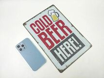 ブリキ看板 ビール COLD BEER HERE メタルプレート DM便対応_画像5