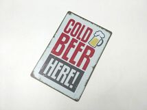 ブリキ看板 ビール COLD BEER HERE メタルプレート DM便対応_画像1