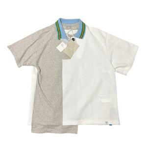 【新品】kolor BEACON　切替　オーバーサイズ 半袖　ポロシャツ　ホワイト　グレー　2