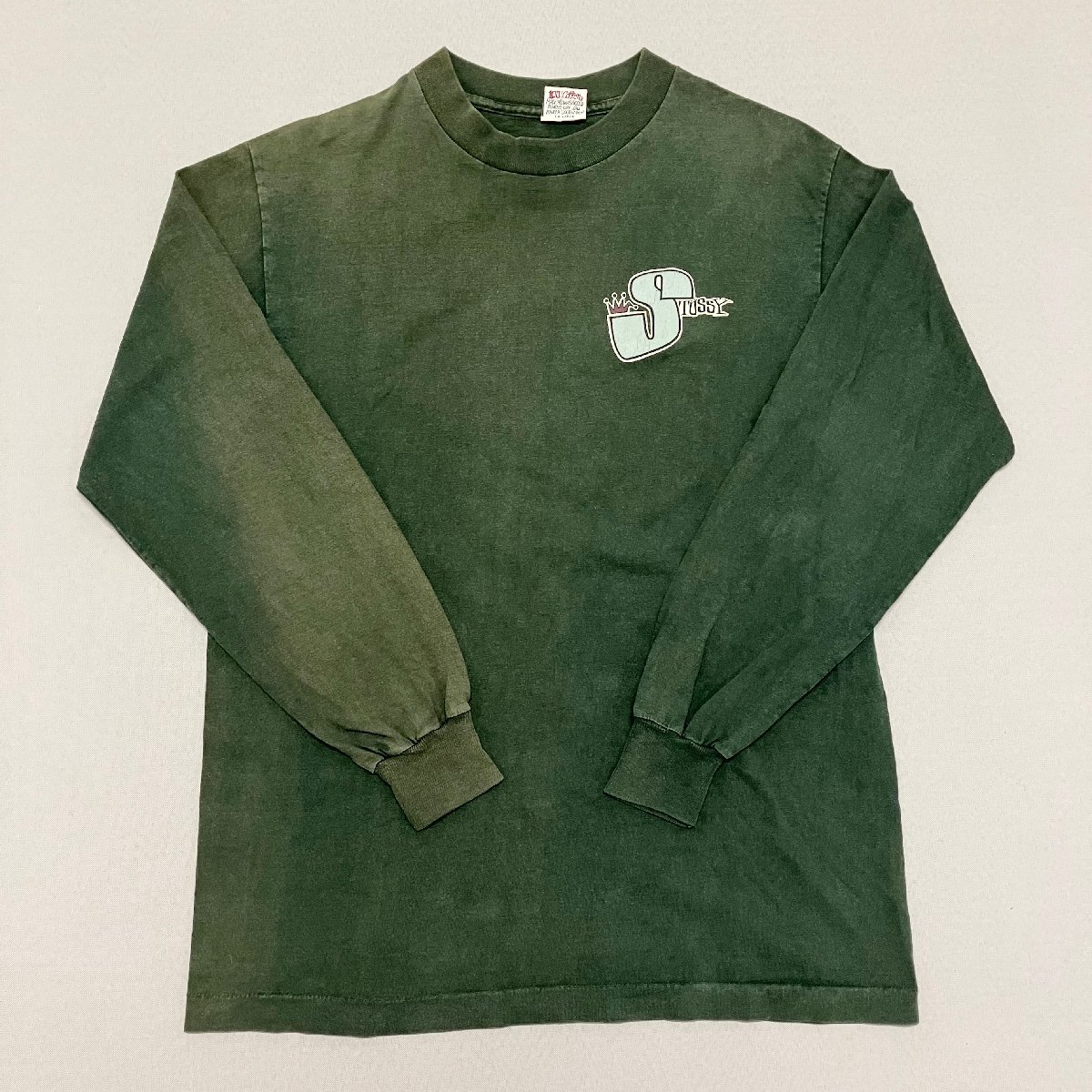 90s 白タグ” old stussy ラスタカラー プリント ロンT L-