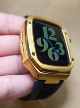 2023新作● 44mm ●ゴールド ラバー● apple watch ステンレス カスタム ケース ゴールデンコンセプト golden concept アップルウォッチ 送_画像6