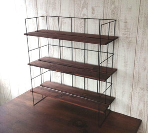 SALE* arrange free shelf # iron × wood * board length 56×6 sheets * walnut color * height 60 width 50 depth 20* California 