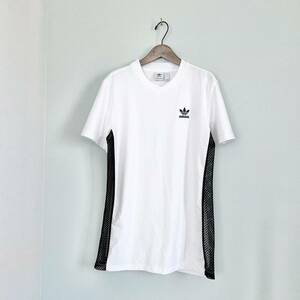 adidas* side mesh T-shirt white lady's tunic short sleeves Mini One-piece white Adidas tops sport wear 