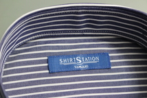 送料185円【新品】SHIRT STATION(山喜)　BBワイシャツ /オックスフォード/綿100％/イージーケア M(39-82)　紺ストライプ012/UND109(5C119_画像3