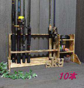  rod stand 10ps.@ small articles put turning-over prevention pair attaching .. processing hinoki cypress rod holder fishing rod storage 