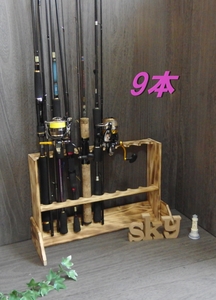  rod stand 9ps.@ turning-over prevention pair attaching .. processing hinoki cypress rod holder fishing rod storage 