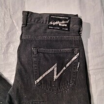 NEIGHBORHOOD　ブラックジーンズ　BLACK jeans DENIM セルビッチ　リペア　ダメージ加工　先染　ネイバーフッド　耳付　黒　ブラックデニム_画像5