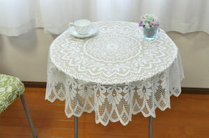  water repelling processing tablecloth 93cm circle round shape type made in Japan white kaei-25079-93R-WH ivory 