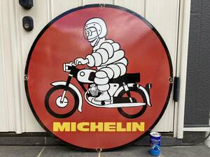 ビンテージ 大型 看板 MICHELIN ミシュランマン ビバンダム 直径76cm / ホーロー看板 アンティーク フランス 世田谷ベース 昭和レトロ