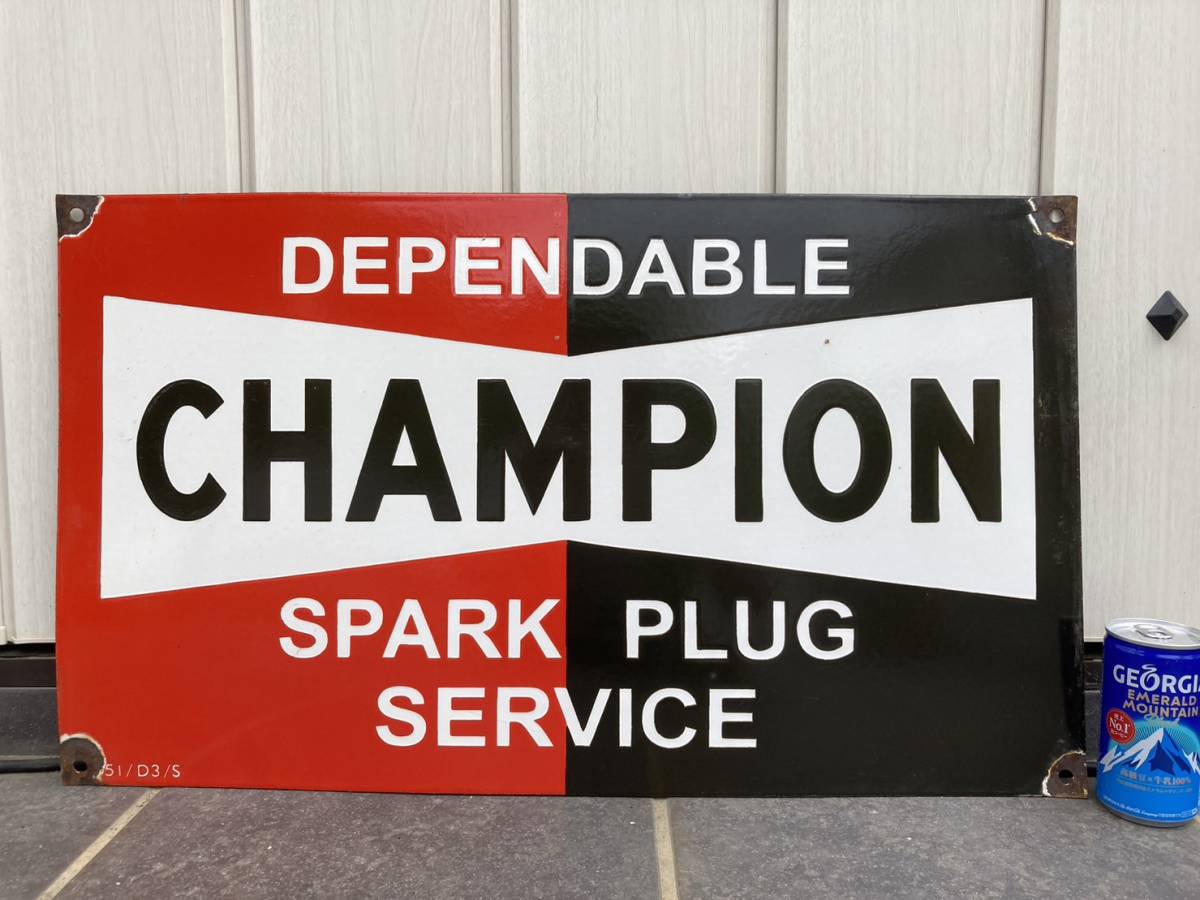 ビンテージ 特大 看板 CHAMPION SPARK PLUGS 幅122cm-