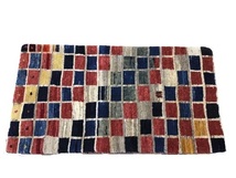 送料無料 ギャベ 玄関マット 107×52 手織り マルチカラー ウール１００％ ギャッベ キリム_画像4