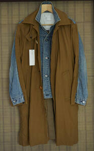 Sacai サカイ 20AW DENIM DOCKING STAIN COLLAR COAT デニムドッキングステンカラーコート 定価￥169400- SIZE 1 20-02319M