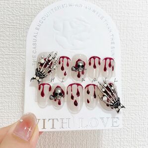 ハロウィン ネイルチップ つけ爪 血 レッド 春 夏 秋 冬 イベント お化け 遊び